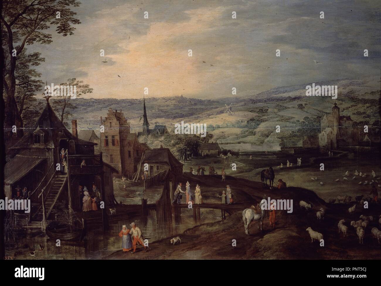'Paysage', 16e siècle, huile sur panneau, 58 x 48 cm, P01589. Auteur : JOOST DE MOMPER,. Emplacement : Museo del Prado-PINTURA. MADRID. L'ESPAGNE. Banque D'Images