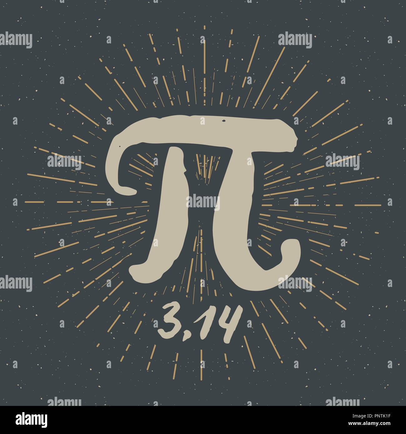 Symbole pi à la main, l'icône Grunge signe mathématique calligraphiques, vector illustration. Illustration de Vecteur