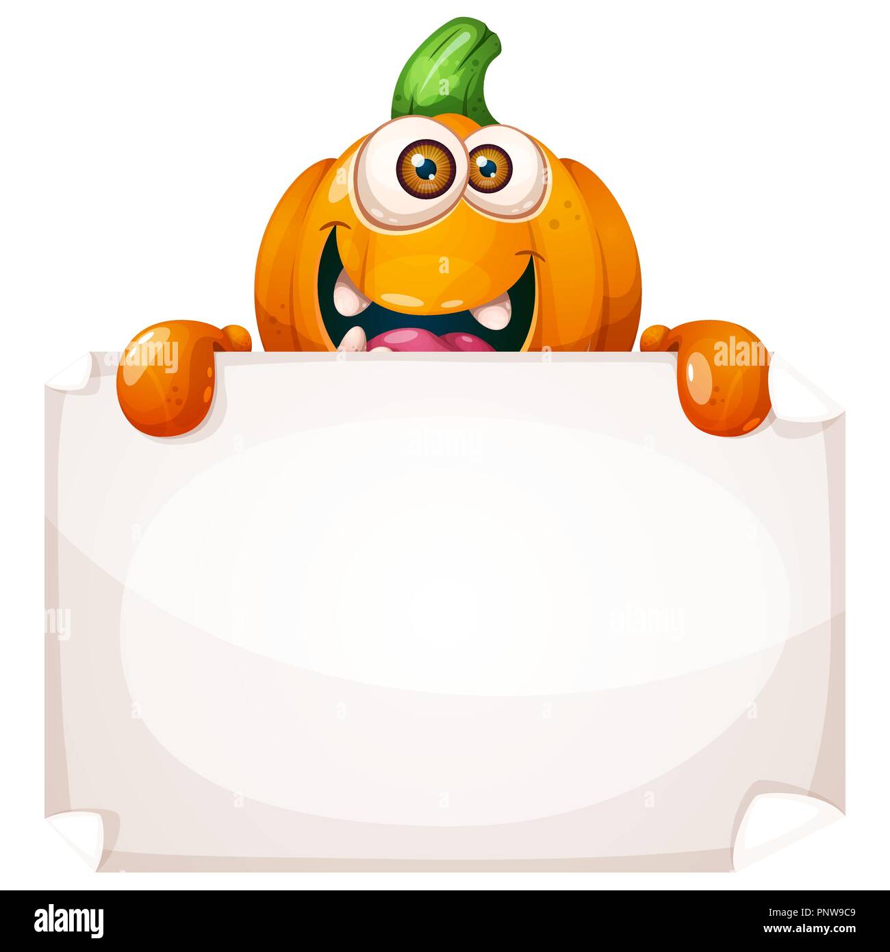 Mignon, drôle caractères citrouille. Publicité, d'une annonce sur le papier. Illustration de Vecteur