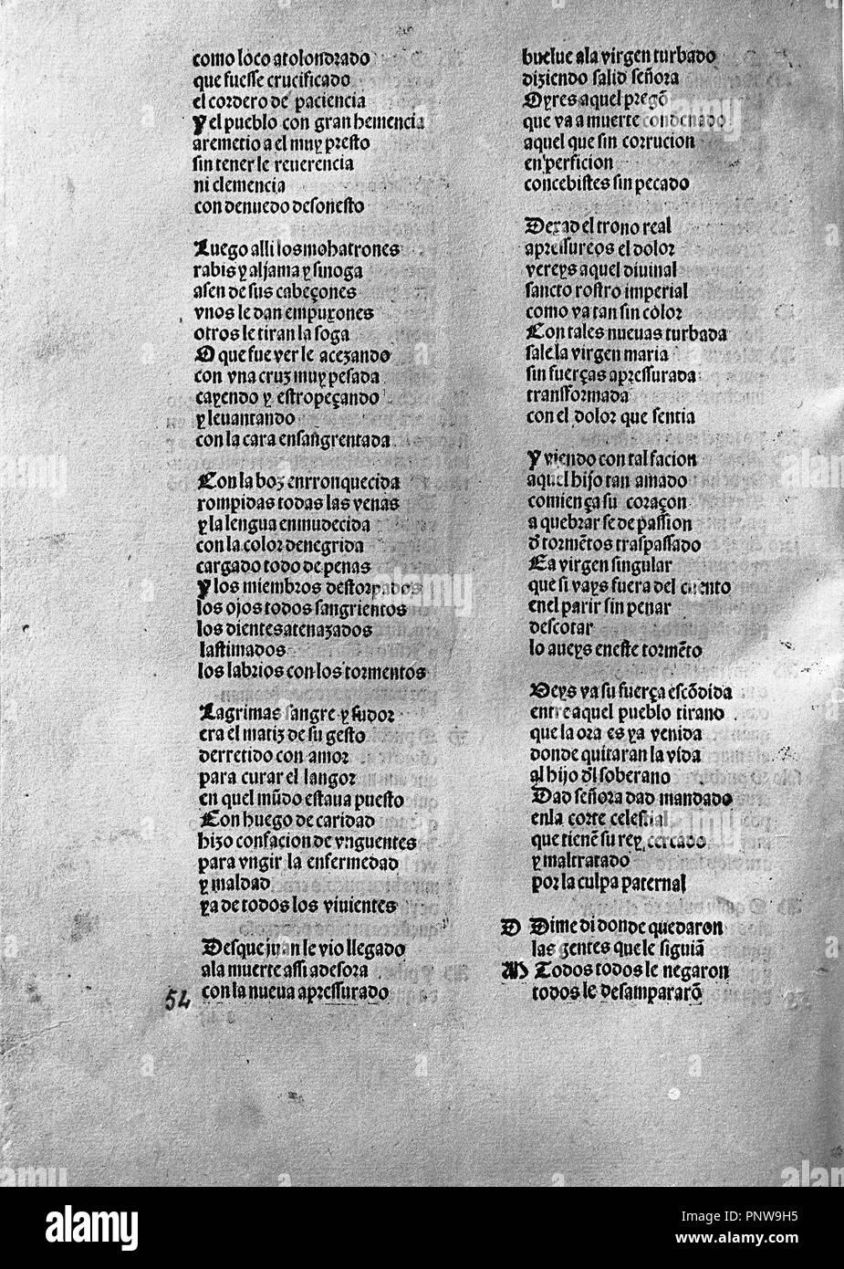 AUTO DE LA PASSION - SIGLO XVI - PIEZA TEATRAL CON ACOMPAÑAMIENTO MUSICAL. Auteur : FERNANDEZ, LUCAS. Emplacement : BIBLIOTECA NACIONAL-COLECCION. MADRID. L'ESPAGNE. Banque D'Images
