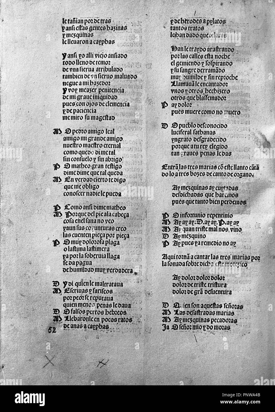 AUTO DE LA PASSION - SIGLO XVI - PIEZA TEATRAL CON ACOMPAÑAMIENTO MUSICAL. Auteur : FERNANDEZ, LUCAS. Emplacement : BIBLIOTECA NACIONAL-COLECCION. MADRID. L'ESPAGNE. Banque D'Images