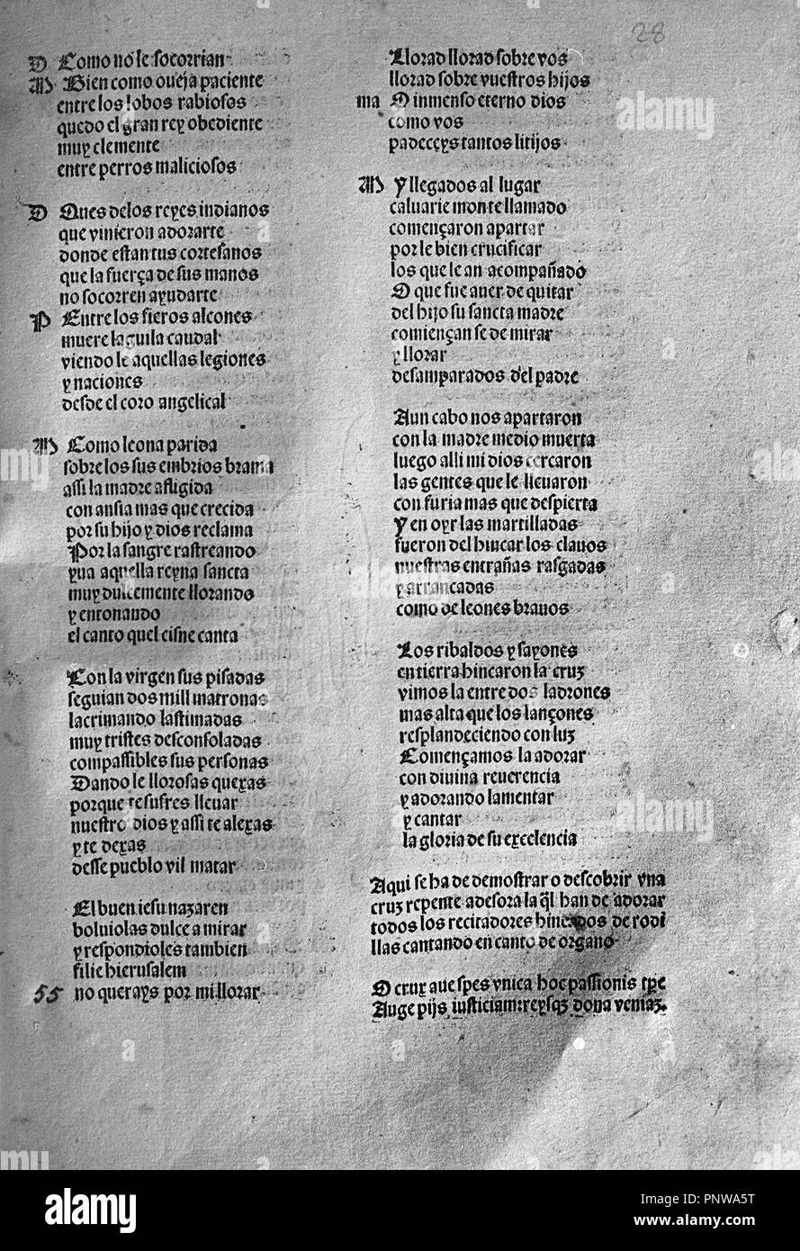 AUTO DE LA PASSION - SIGLO XVI - PIEZA TEATRAL CON ACOMPAÑAMIENTO MUSICAL. Auteur : FERNANDEZ, LUCAS. Emplacement : BIBLIOTECA NACIONAL-COLECCION. MADRID. L'ESPAGNE. Banque D'Images