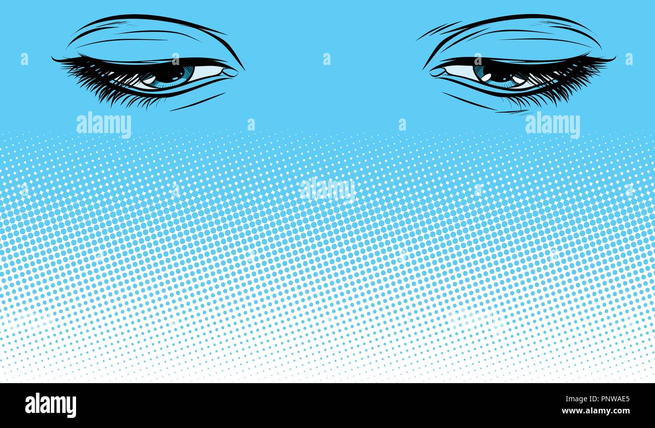 Les yeux des femmes regarder vers le bas. Pop art retro kitsch vintage illustration vectorielle Illustration de Vecteur Les yeux des femmes regarder vers le bas. Pop art retro kitsch vintage illustration vectorielle Illustration de Vecteur