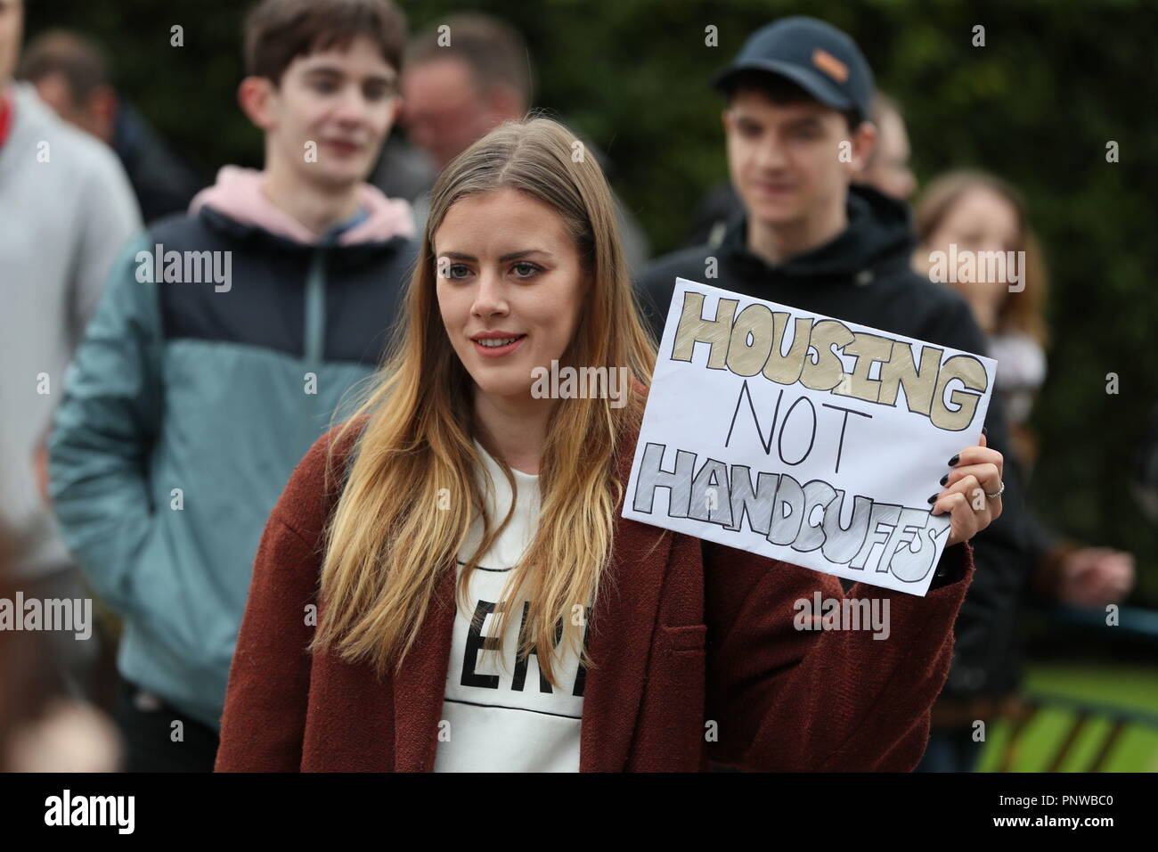 Personnes lors d'un reprendre la ville groupe protestation organisée à Dublin. Banque D'Images