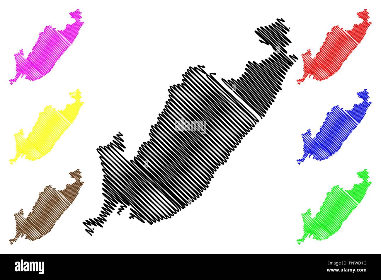 Flandre orientale (Russie, Sujets de la Fédération de Russie, de la Russie) carte Krais illustration vectorielle, scribble croquis Territoire maritime (Primorye) ma Illustration de Vecteur