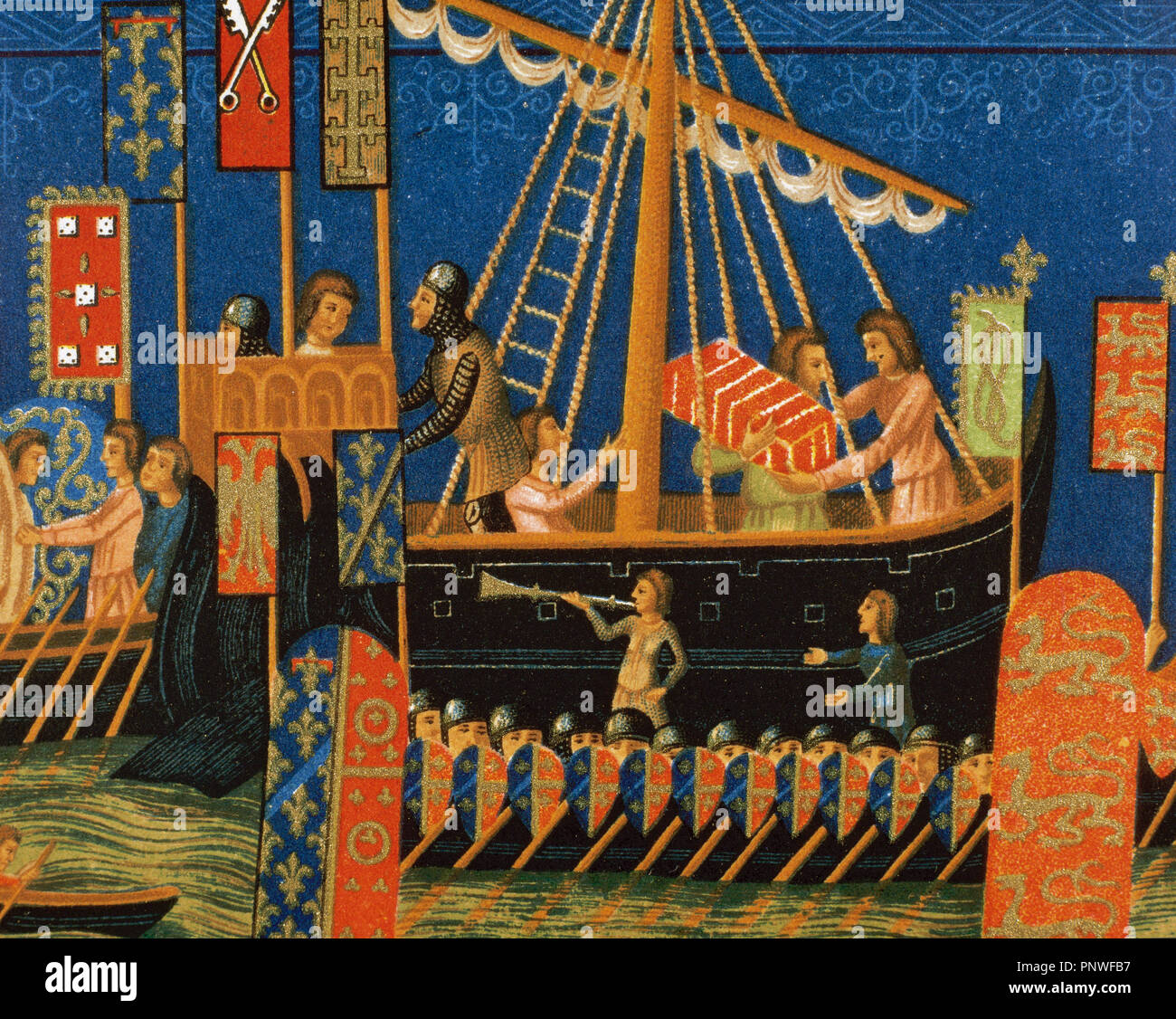 Voyage Croisés en Terre Sainte. La page des statuts de l'ordre de l'Esprit Saint. 15e siècle. Banque D'Images