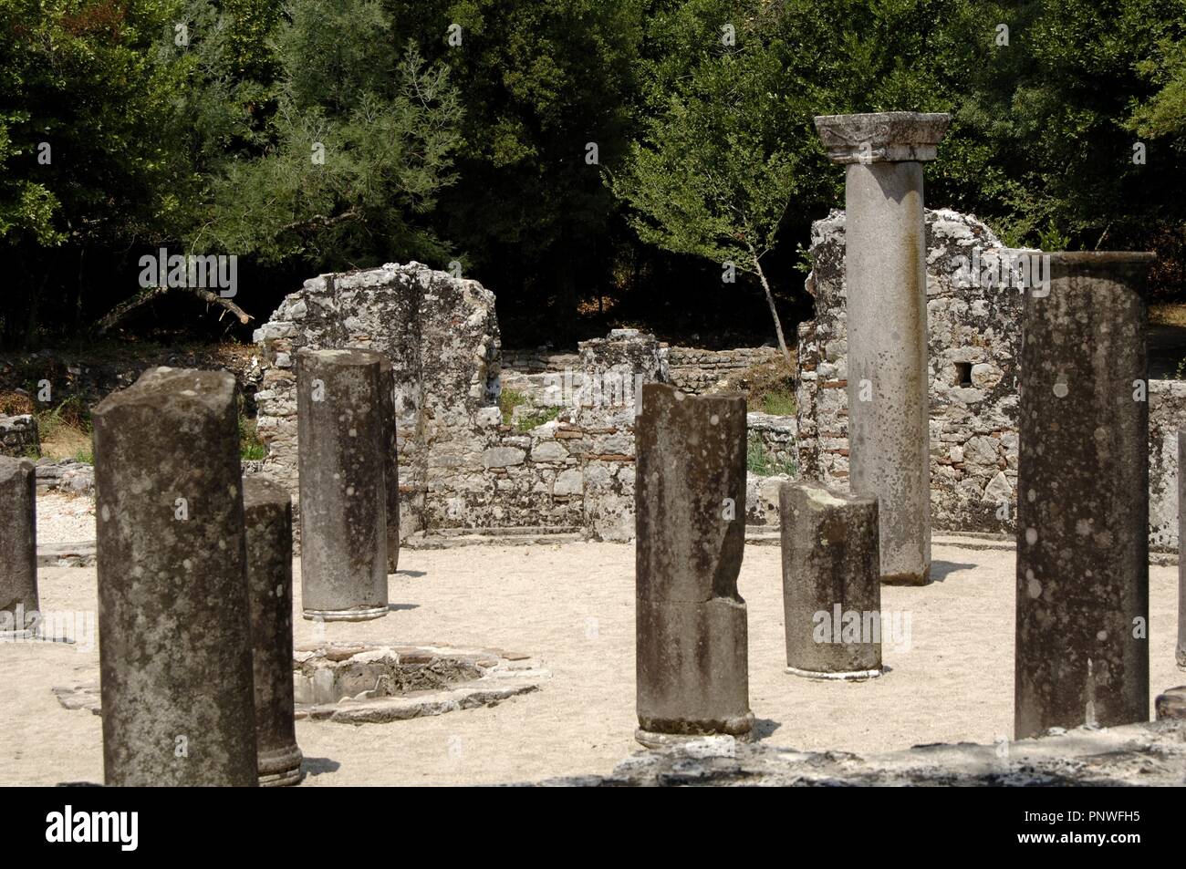 L'art des premiers chrétiens baptistère du 6ème siècle A.C. Butrint. L'Albanie. Banque D'Images