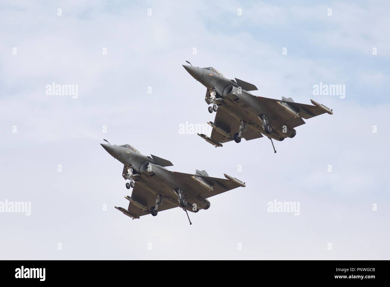 2 Rafale M de la marine française d'avions de chasse à la Royal International Air Tattoo 2018 Banque D'Images
