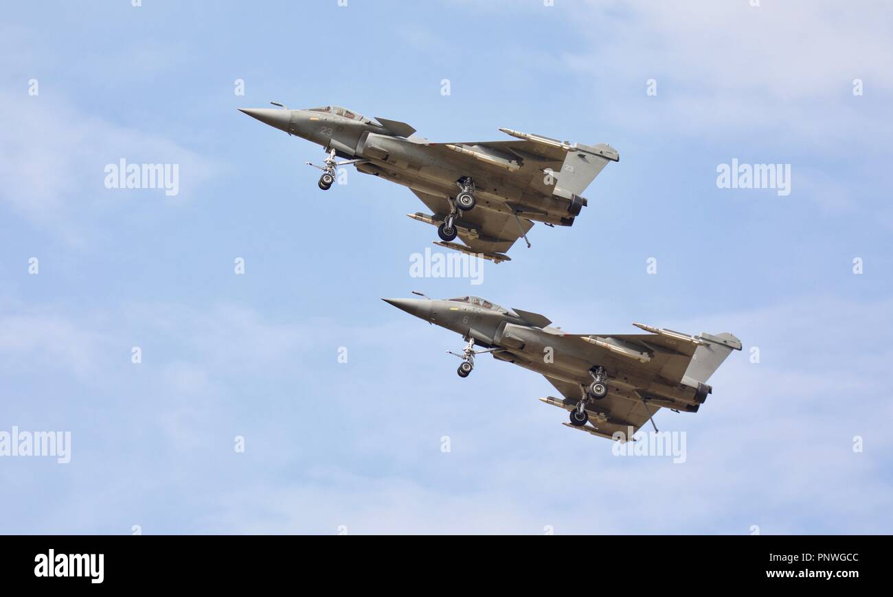 2 Rafale M de la marine française d'avions de chasse à la Royal International Air Tattoo 2018 Banque D'Images