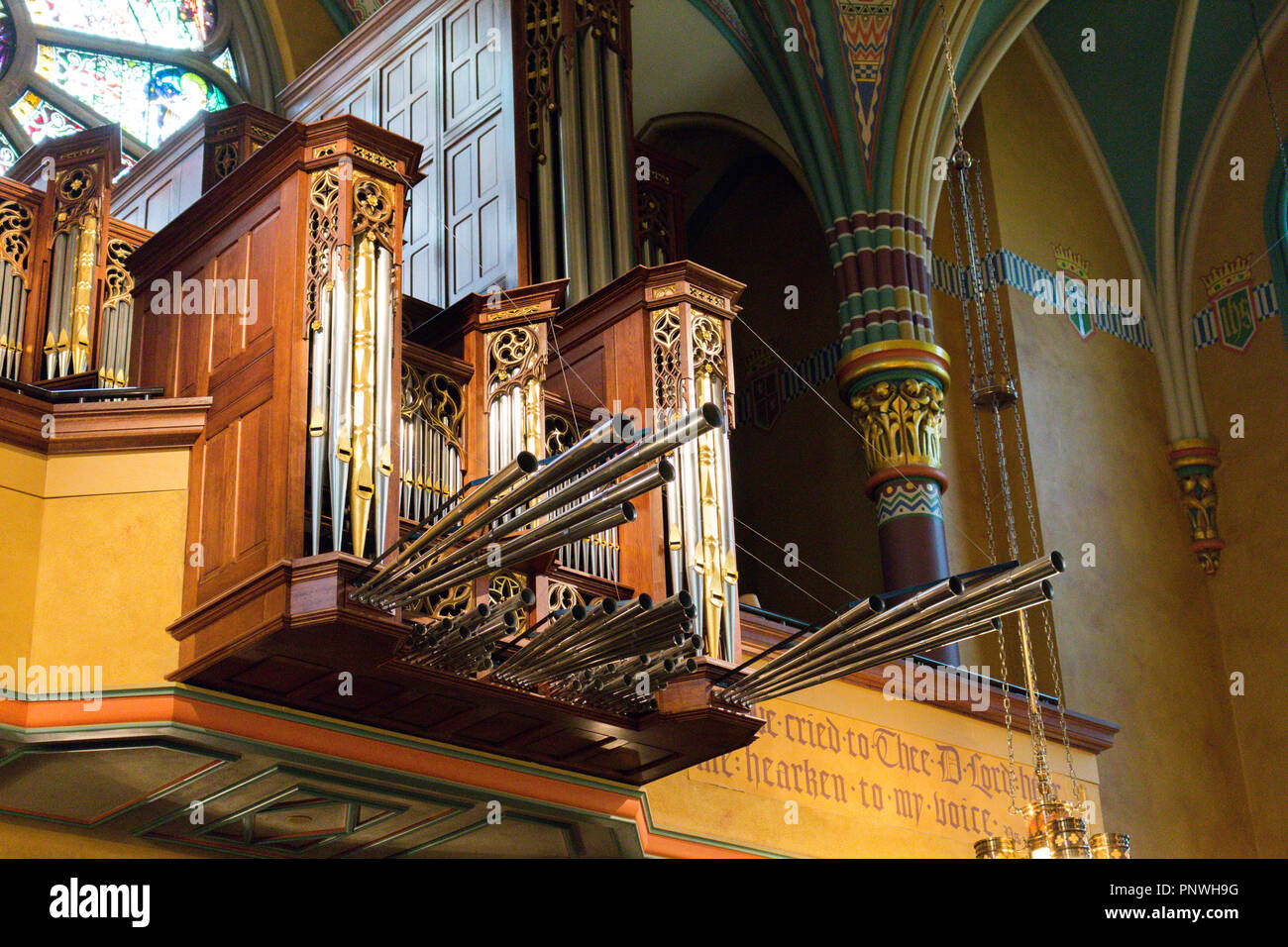 Orgue dans la cathédrale de la Madeleine. Salt Lake City, Utah, États-Unis. Banque D'Images