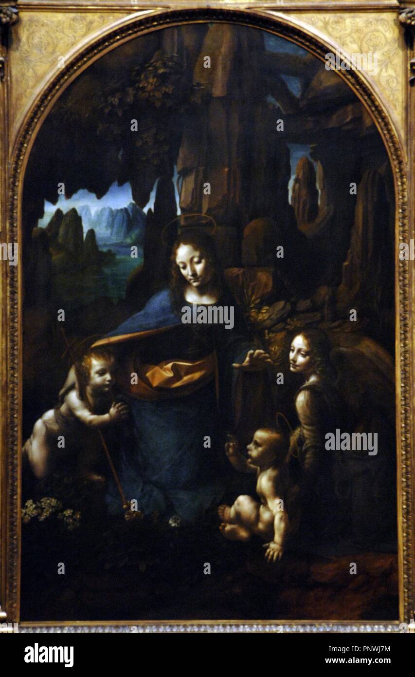 Leonardo da Vinci (1452-1519). Peintre italien. Renaissance. La Vierge aux rochers, 1495-1508. Huile sur panneau. Galerie nationale. Londres. L'Angleterre. Banque D'Images