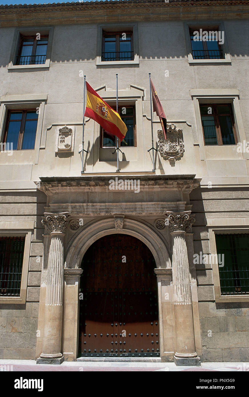 L'Espagne. Murcia. Gouvernement autonome hébergé dans le bâtiment Saint Steven Palace (1555-1569). Façade. Banque D'Images