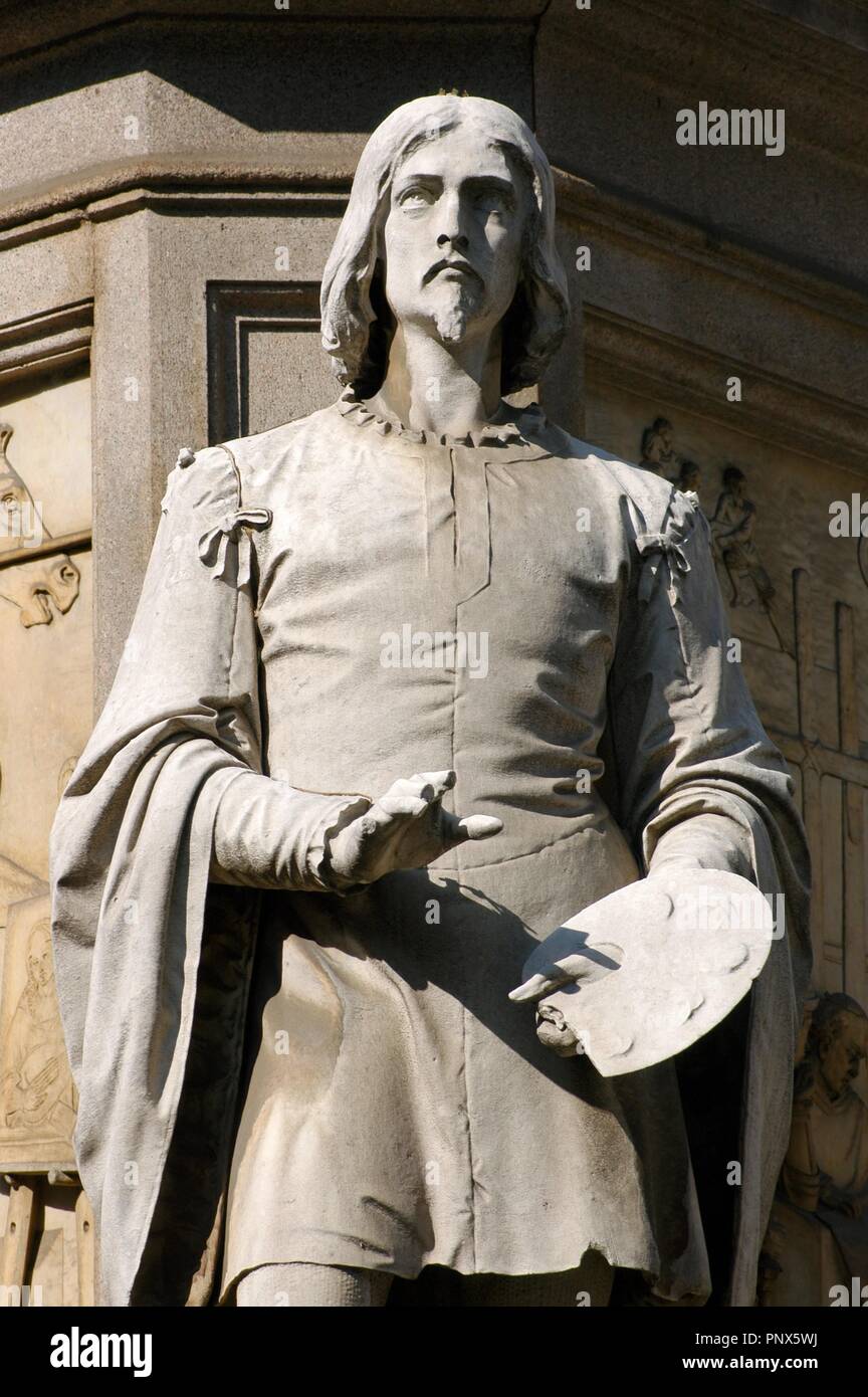 GIOVANNI ANTONIO CANAL (1466-1516). Pintor italiano. La Piazza de la Scala. Milán. Italia. Banque D'Images