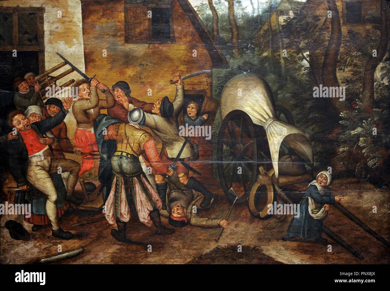 Pieter Brueghel le Jeune (1564-1636). Peintre flamand. Rixe entre paysans et soldats. Musée des beaux-arts de Budapest. La Hongrie. Banque D'Images