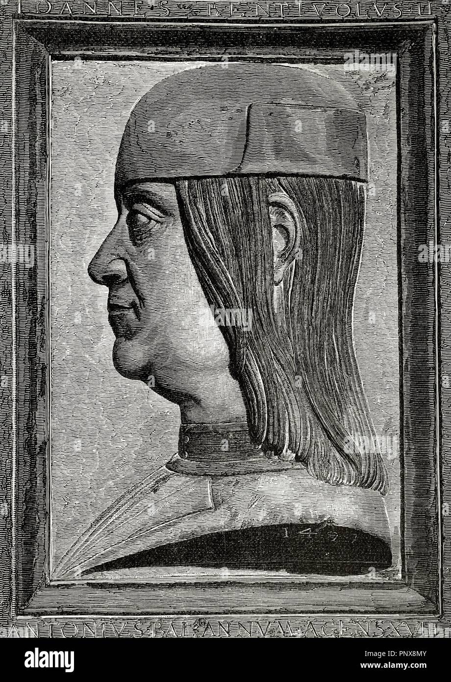 Giovanni II Bentivoglio (1443-1508). Noble italien. La gravure à l'histoire universelle, 1881. Banque D'Images