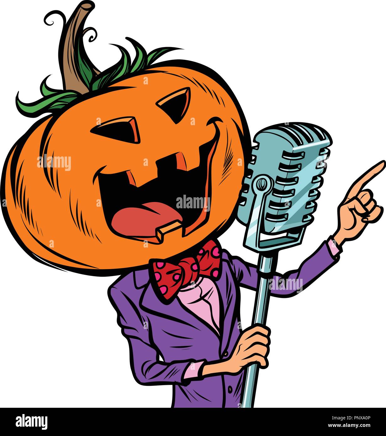 Caractère de citrouille Halloween singer. Isoler sur fond blanc Illustration de Vecteur