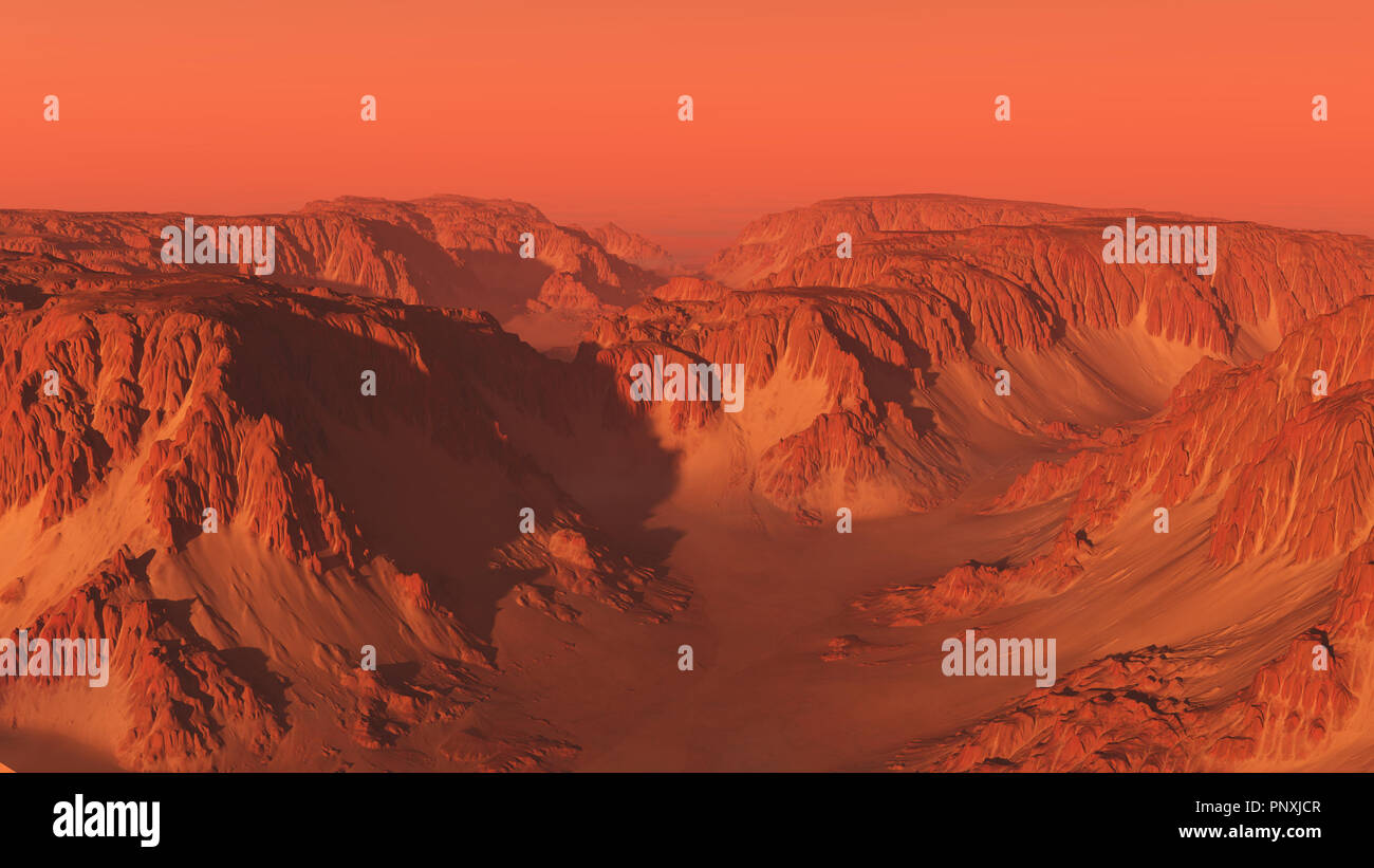 Paysage de montagne Canyon sur Mars Banque D'Images