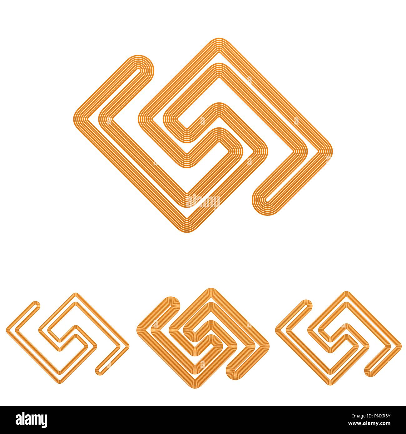 Recherche de ligne Orange logo design set Illustration de Vecteur