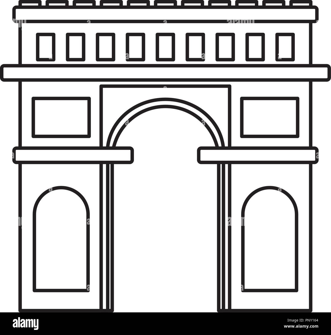 Arc de triomphe architecture illustration vecteur ligne mince Illustration de Vecteur