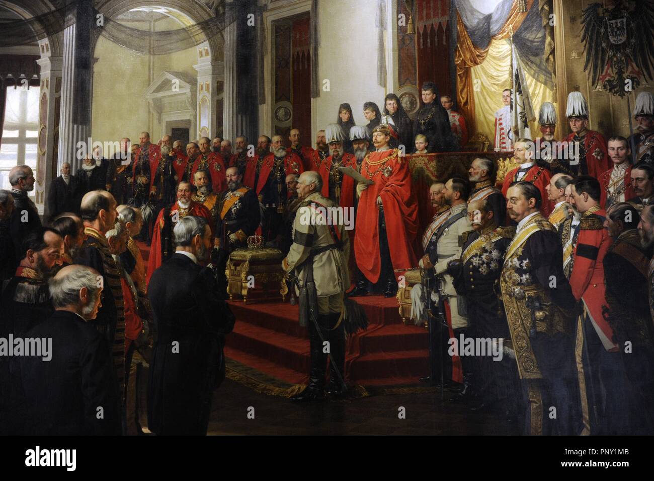 L'ouverture de le Reichstag allemand dans la salle blanche de la Berlin Schloss par l'empereur Guillaume II le 25 juin 1888. Fini de peinture en 1893 par Anton von Werner (1843-1915). Détail. Musée d'histoire allemande, Berlin. L'Allemagne. Banque D'Images