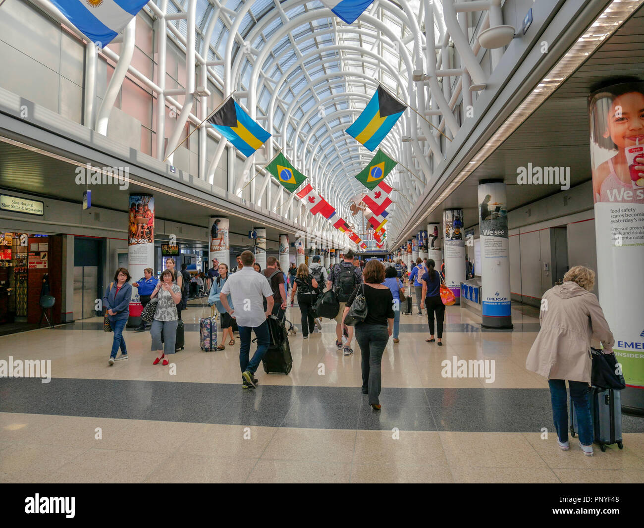 Terminal 3, aéroport international O'Hare, à Chicago, Illinois. Banque D'Images