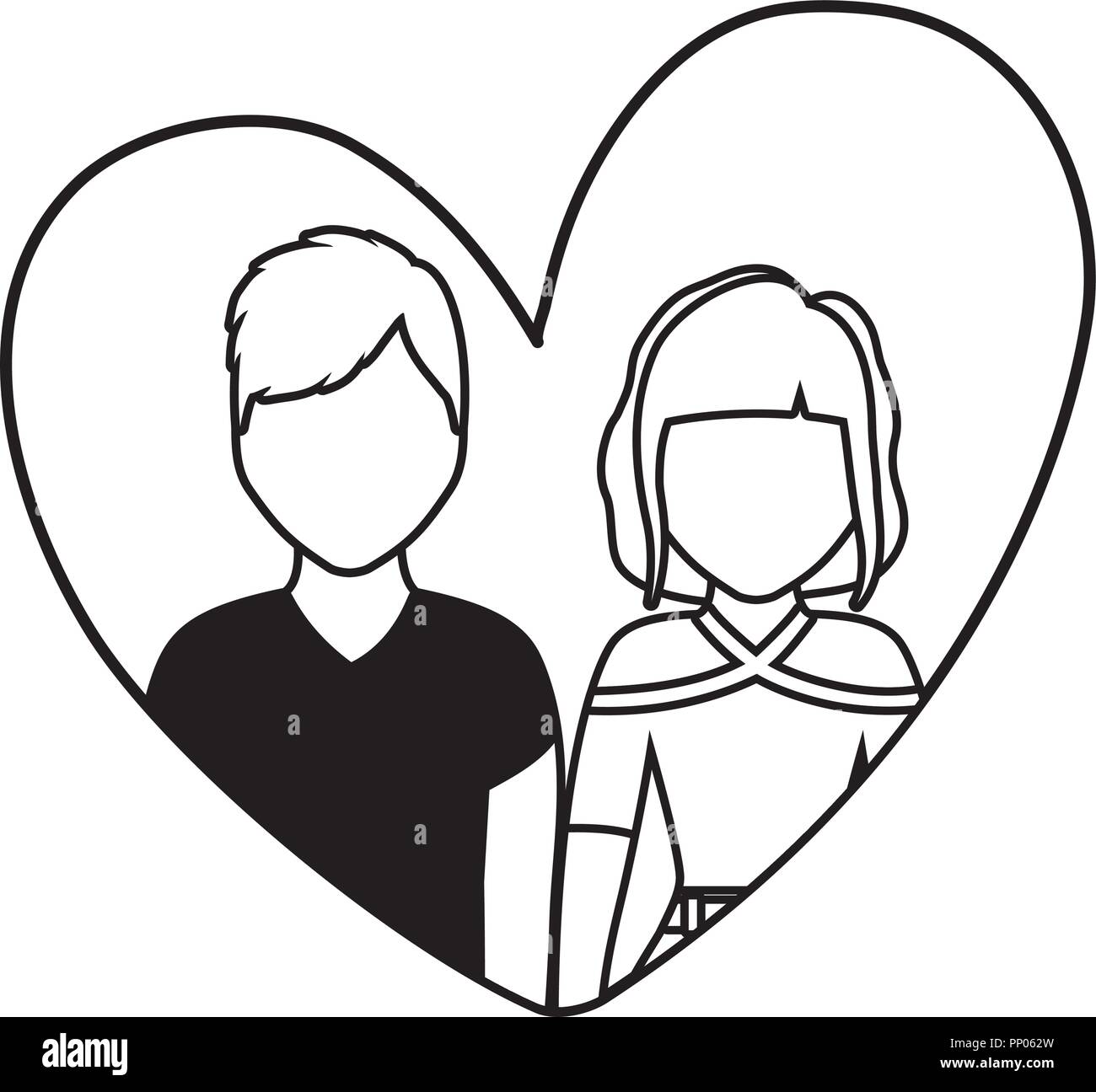 Couple Couleur Coeur Dans L Amour Kawaii Dessins Animes Image Vectorielle Stock Alamy