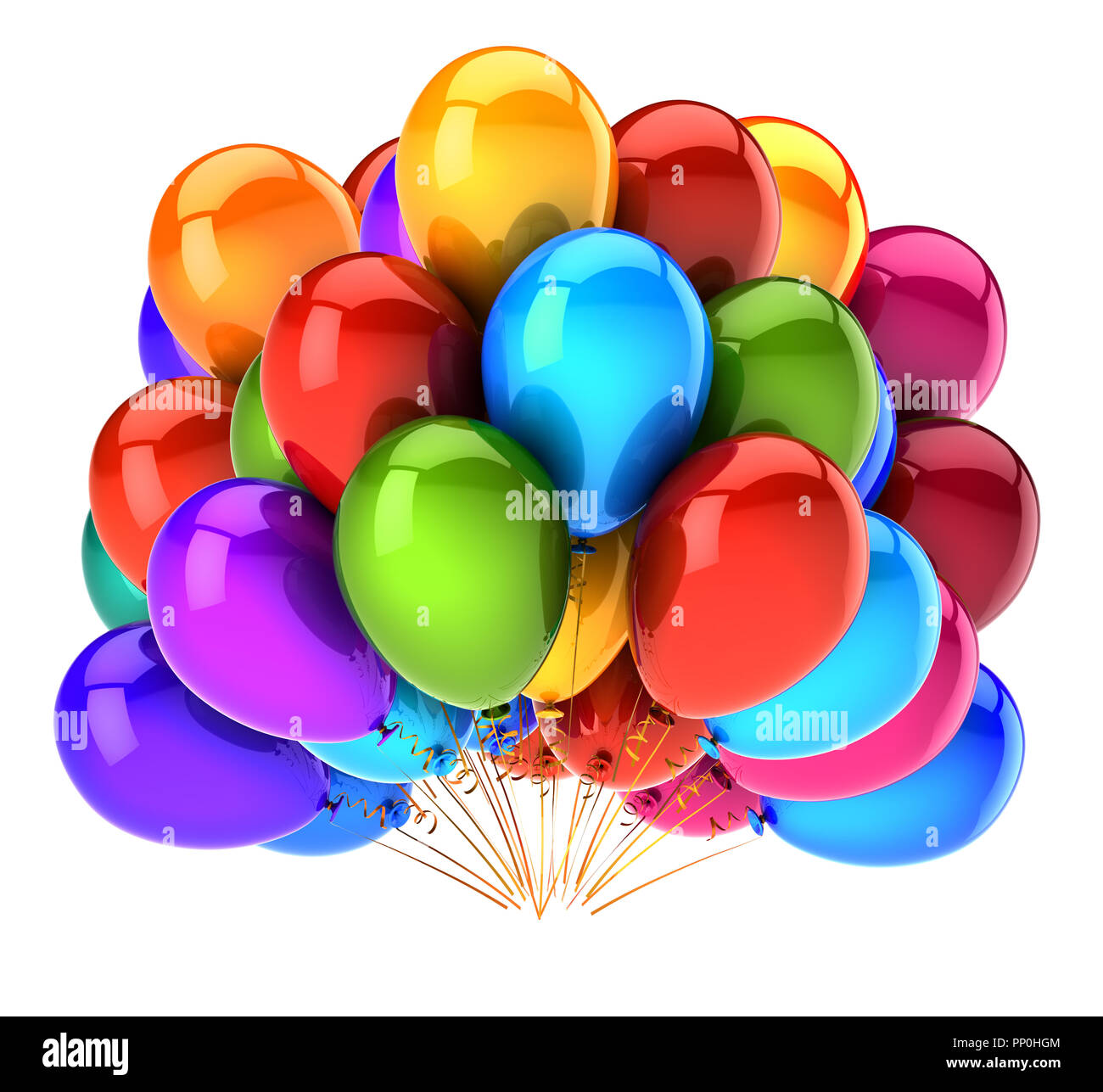 Illustration 3d Partie De La Decoration De Ballons Joyeux Anniversaire Multicolore Ballon Helium Colore Bouquet Anniversaire Symbole De Vacances Heureux Photo Stock Alamy