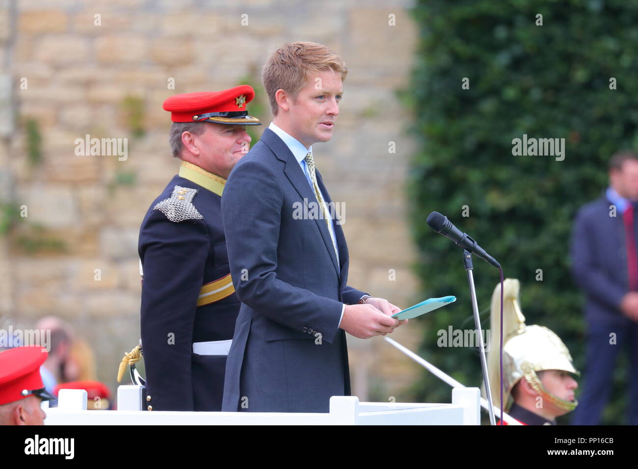 Bramham Park, Royaume-Uni. 22 Sep, 2018. Hugh Grosvenor le 7e duc de Westminster assiste à une consécration publique et présentation d'un nouveau guidon à la Queens propre Yeomanry, a également assisté par SAR le Prince de Galles à Bramham Park à Londres 22 septembre 2018 Credit : Yorkshire Pics/Alamy Live News Banque D'Images