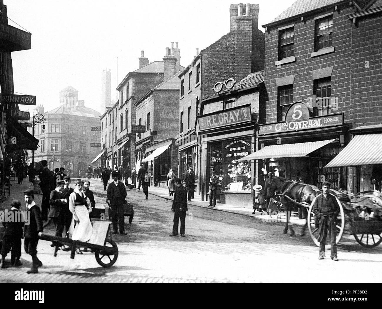 New Street, Barnsley, début des années 1900 Banque D'Images