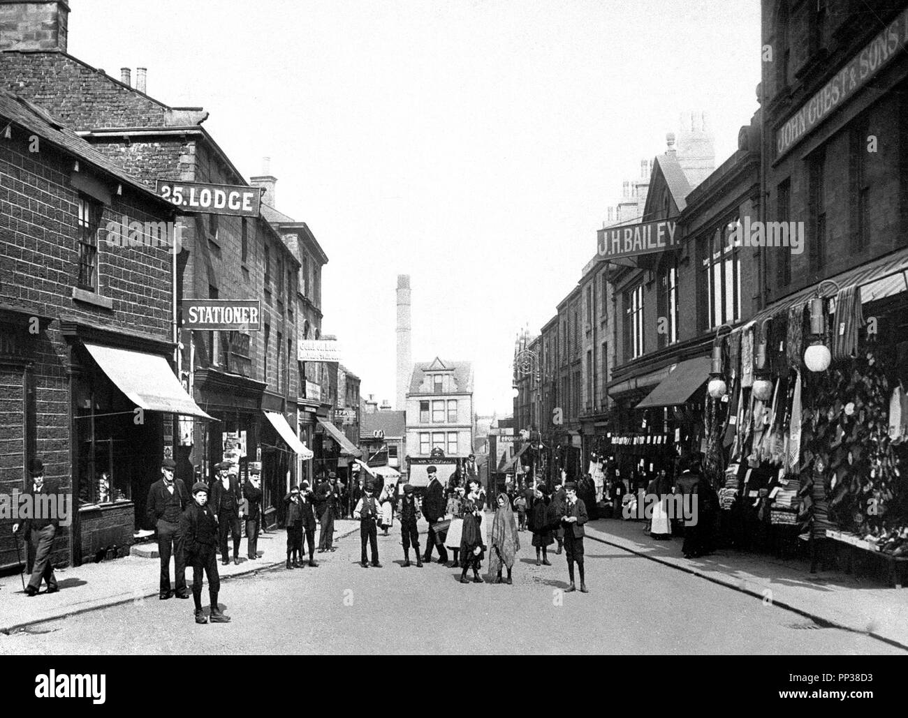 New Street, Barnsley, début des années 1900 Banque D'Images