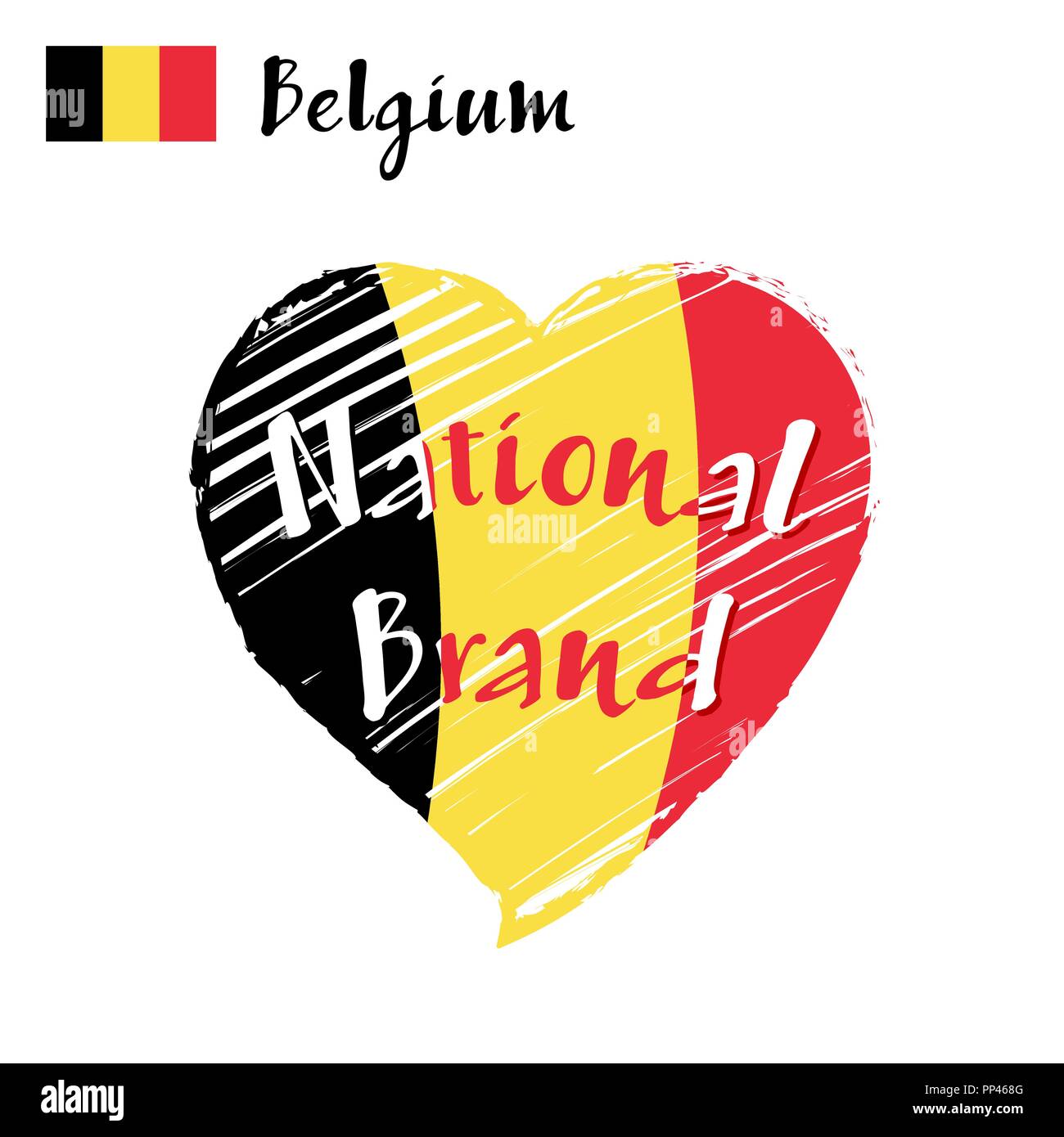 Drapeau vecteur coeur de la Belgique, de marque nationale. Illustration de Vecteur