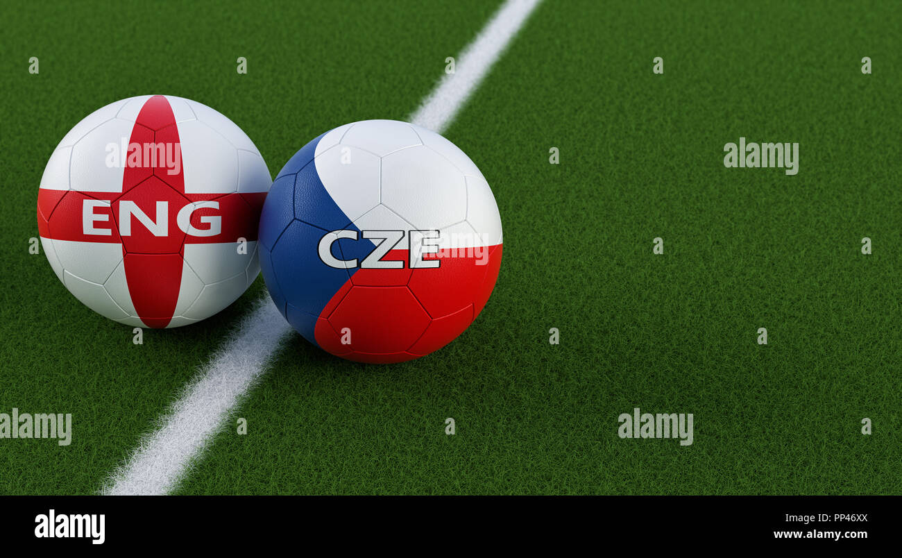 République tchèque vs Angleterre Match de foot - les ballons de football en République  tchèque et l'Angleterre couleurs nationales sur un terrain de soccer Photo  Stock - Alamy