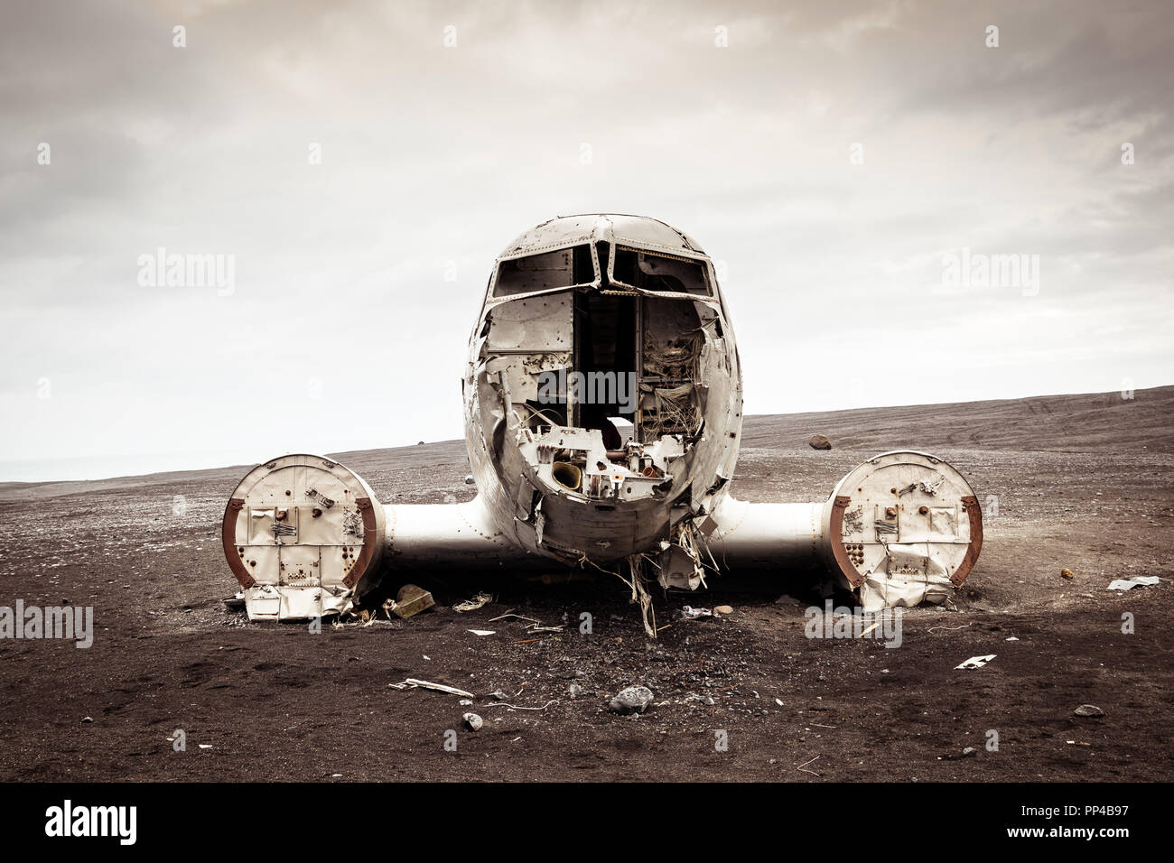 Avion écrasé en Islande Banque D'Images