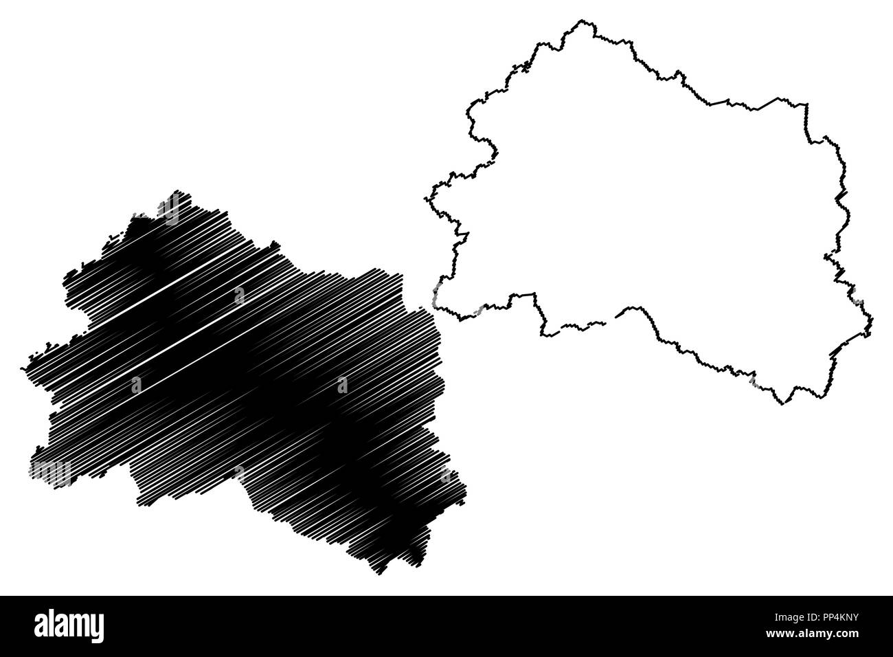 Oblast d'Orel (Russie, Sujets de la Fédération de Russie, les oblasts de Russie) map vector illustration, croquis Gribouillage à l'Oblast d'Orel site Illustration de Vecteur