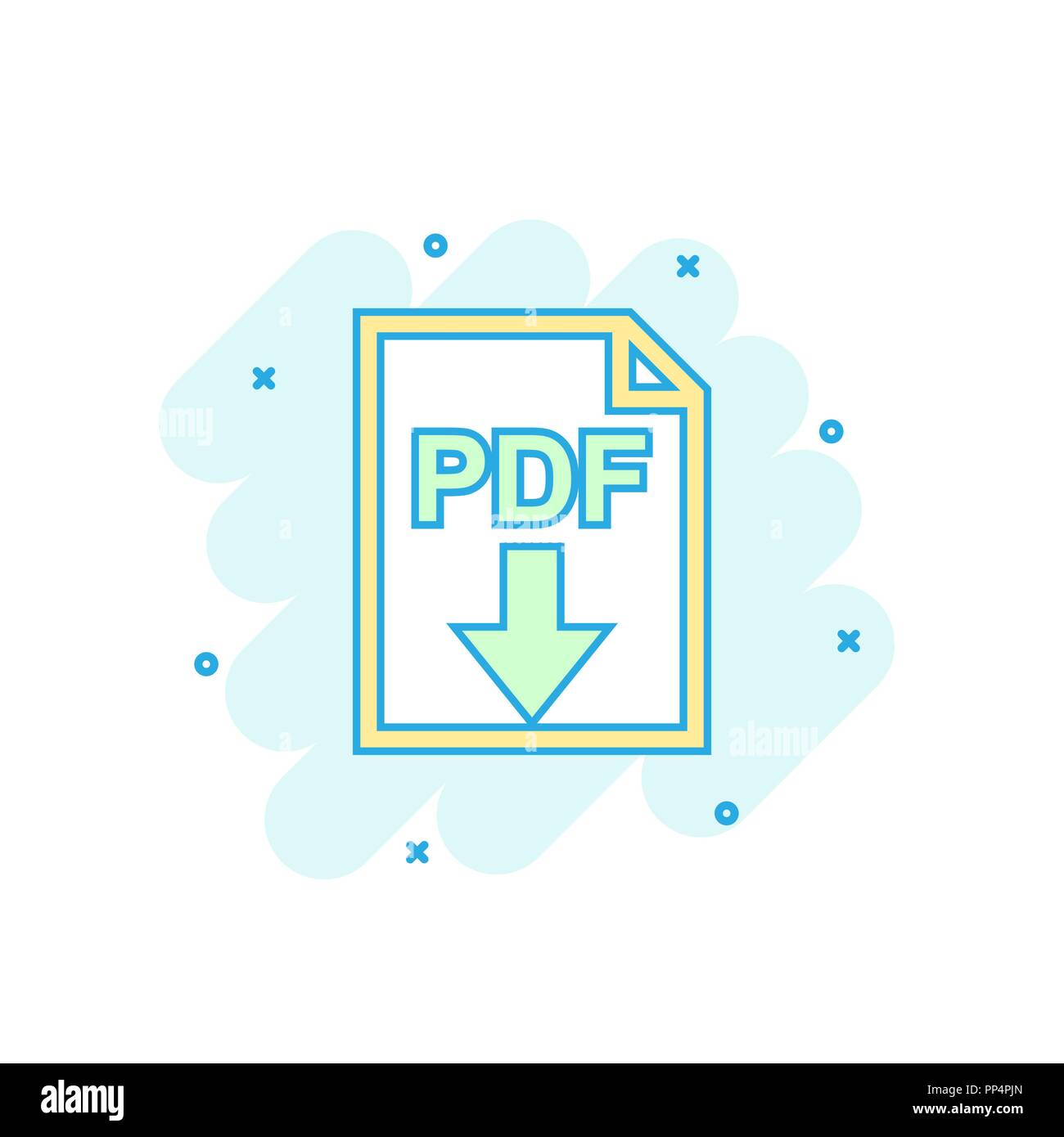 L'icône PDF couleur dessin animé dans le style comique. Document pdf ...