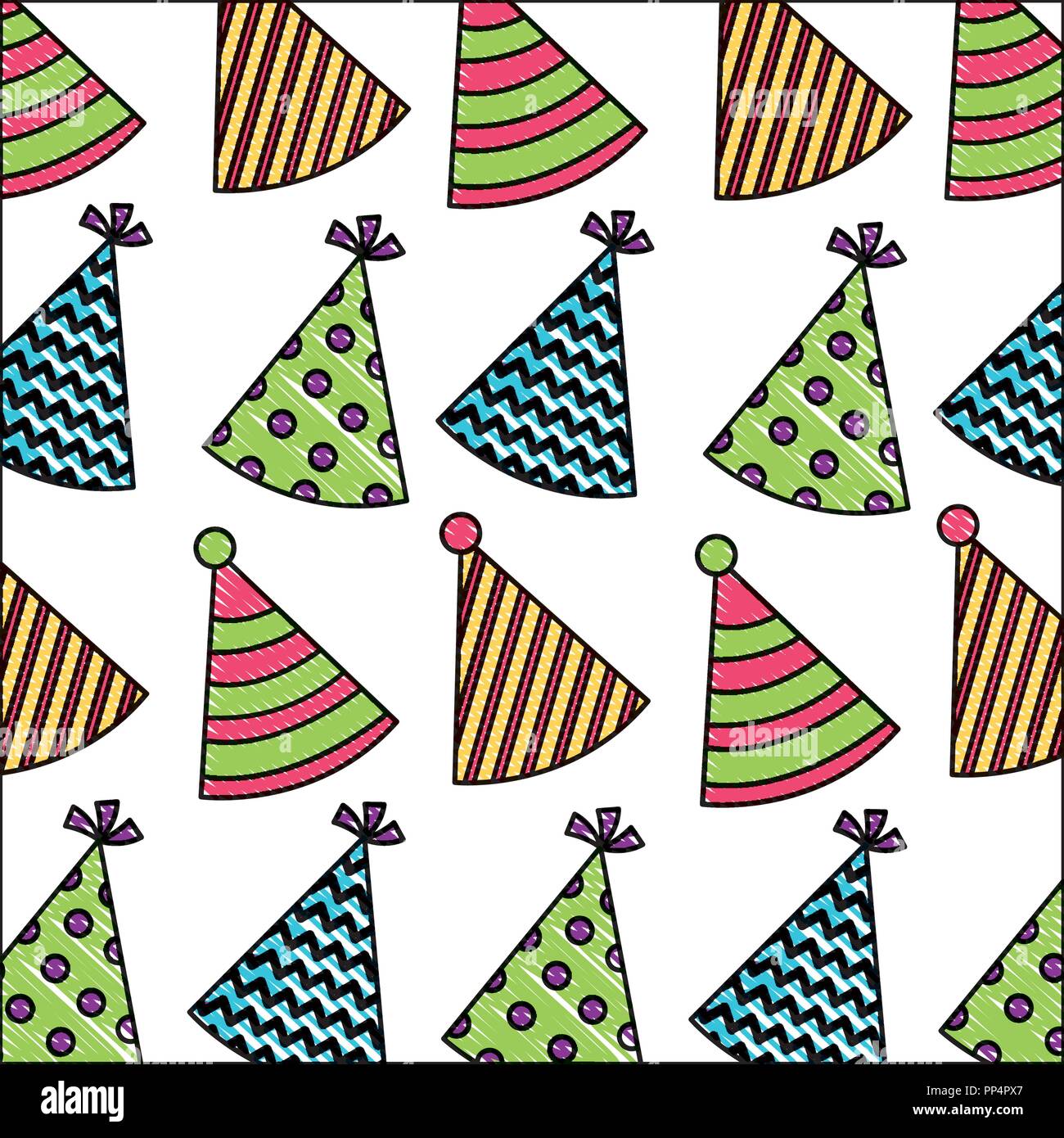 Chapeaux de fête anniversaire décoration ornement dessin Motif Image  Vectorielle Stock - Alamy