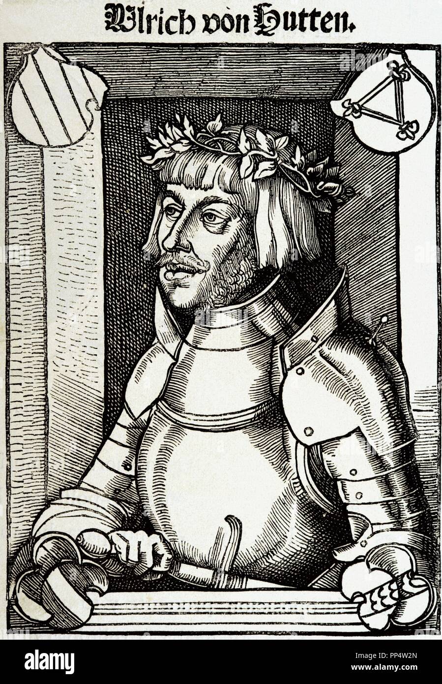 Ulrich von Hutten (1488-1523). L'écrivain allemand et théologien. La gravure. Banque D'Images