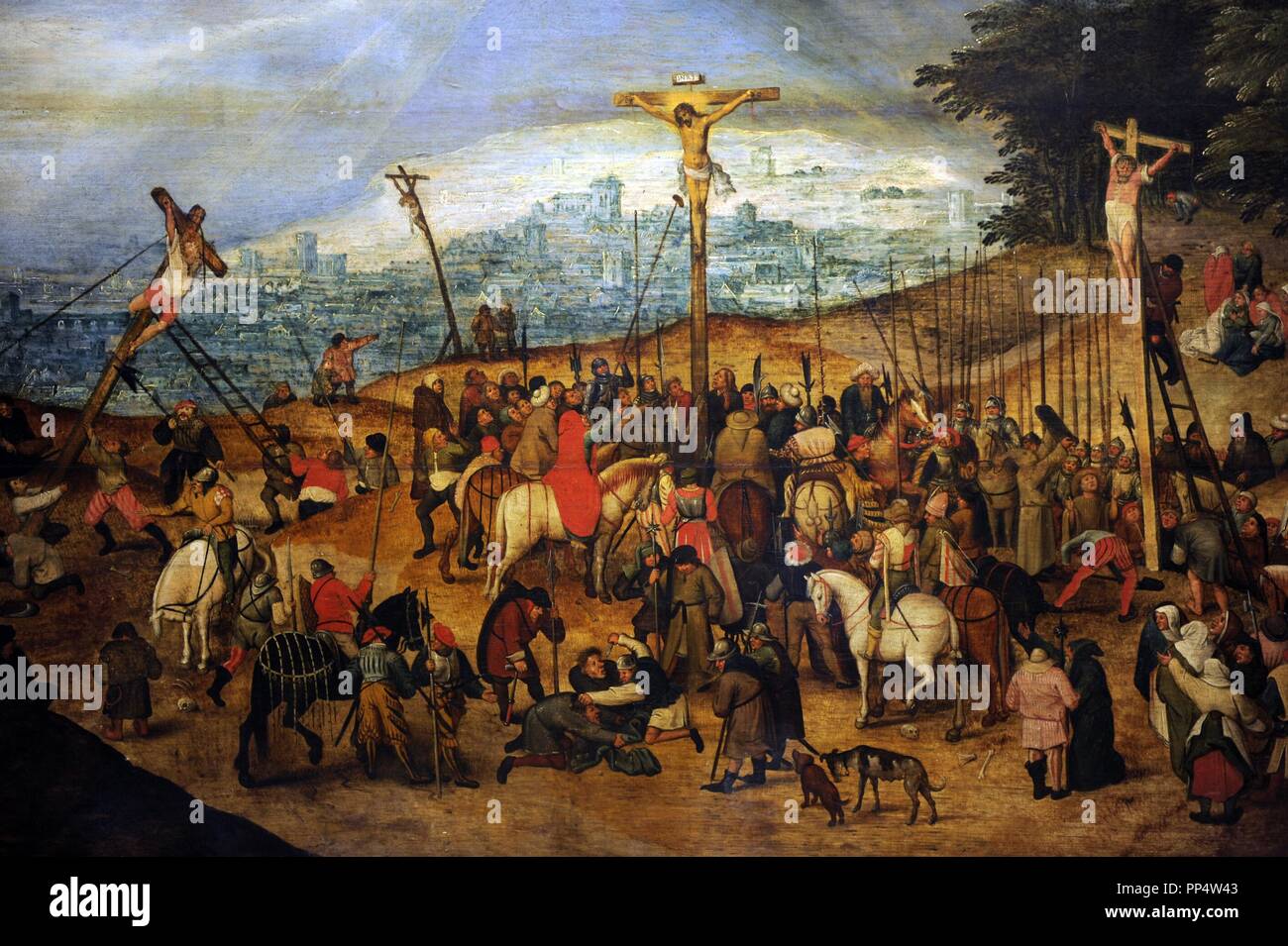 Pieter Brueghel le Jeune (1564-1638). Peintre flamand. La Crucifixion ou le Calvaire, 1617. Musée des beaux-arts de Budapest. La Hongrie. Banque D'Images