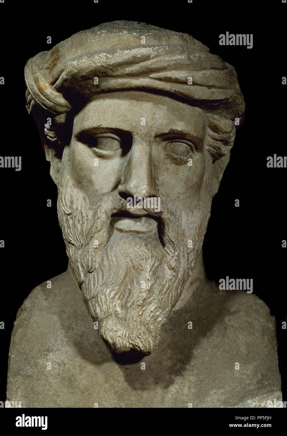 BUSTO DE PITAGORAS (582/500 AC) - TIME FRIVR Y GRIEGO. Emplacement : MUSEO CAPITOLINO. Rome. ITALIA. Banque D'Images