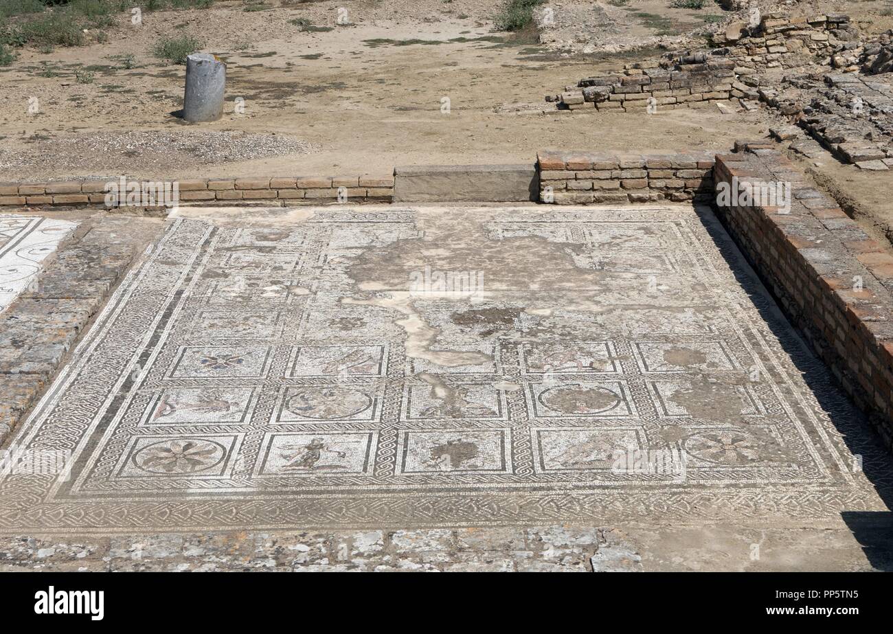 L'Espagne. Italica. Ville romaine fondée c. 206 AV. Domus de Neptune. Mosaïque. L'Andalousie. Banque D'Images