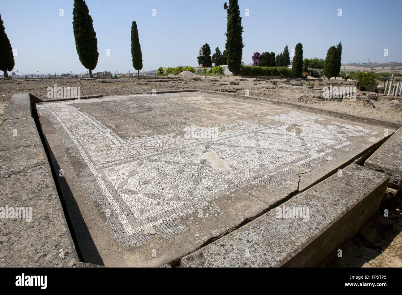 L'Espagne. Italica. Ville romaine fondée c. 206 AV. Mosaïque d'une domus romaine. L'Andalousie. Banque D'Images