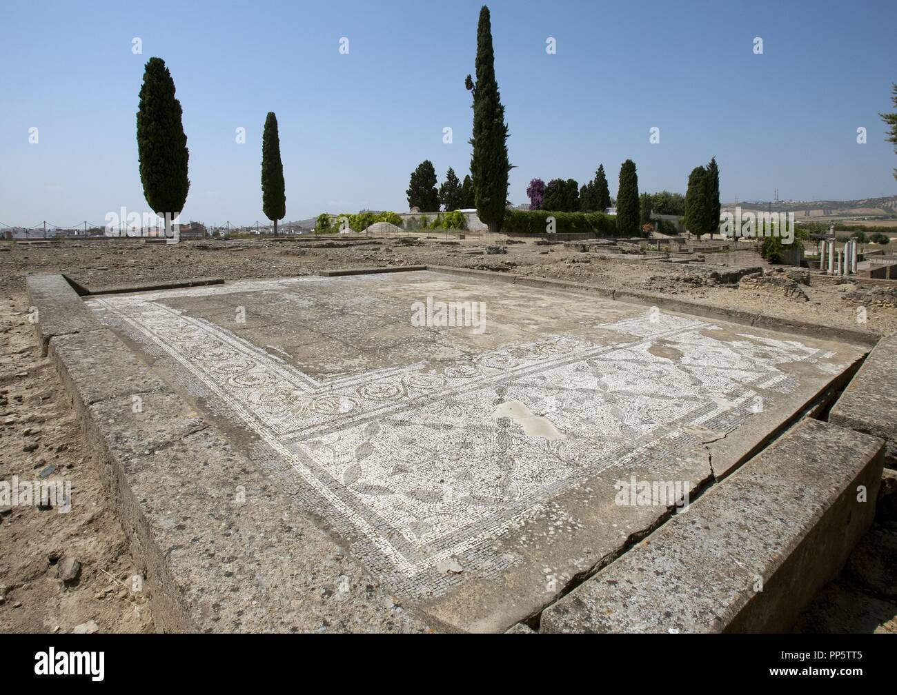 L'Espagne. Italica. Ville romaine fondée c. 206 AV. Mosaïque d'une domus romaine. L'Andalousie. Banque D'Images