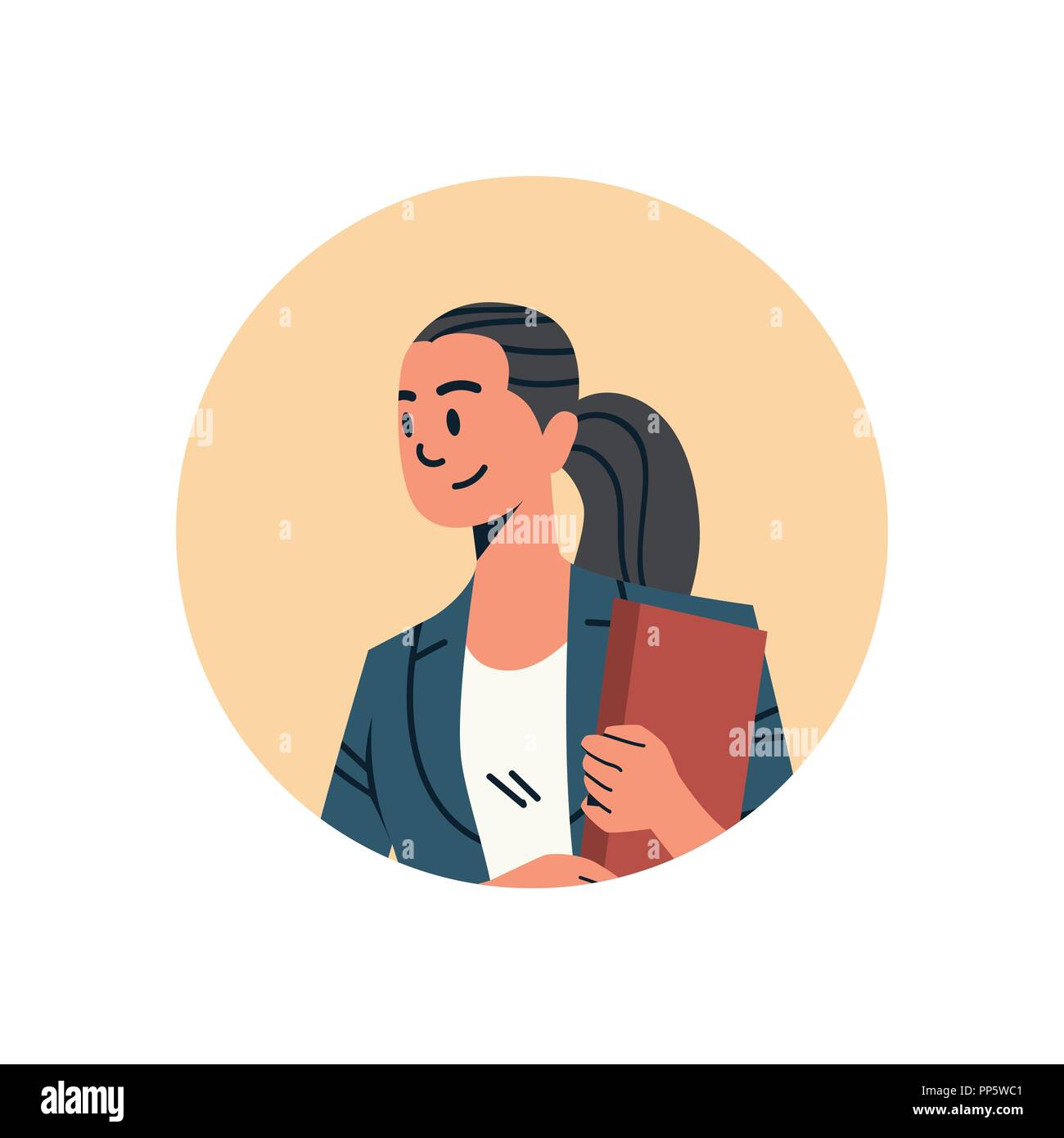 Brunette woman avatar femme icône Profil service de support en ligne concept personnage féminin télévision isolés portrait Illustration de Vecteur
