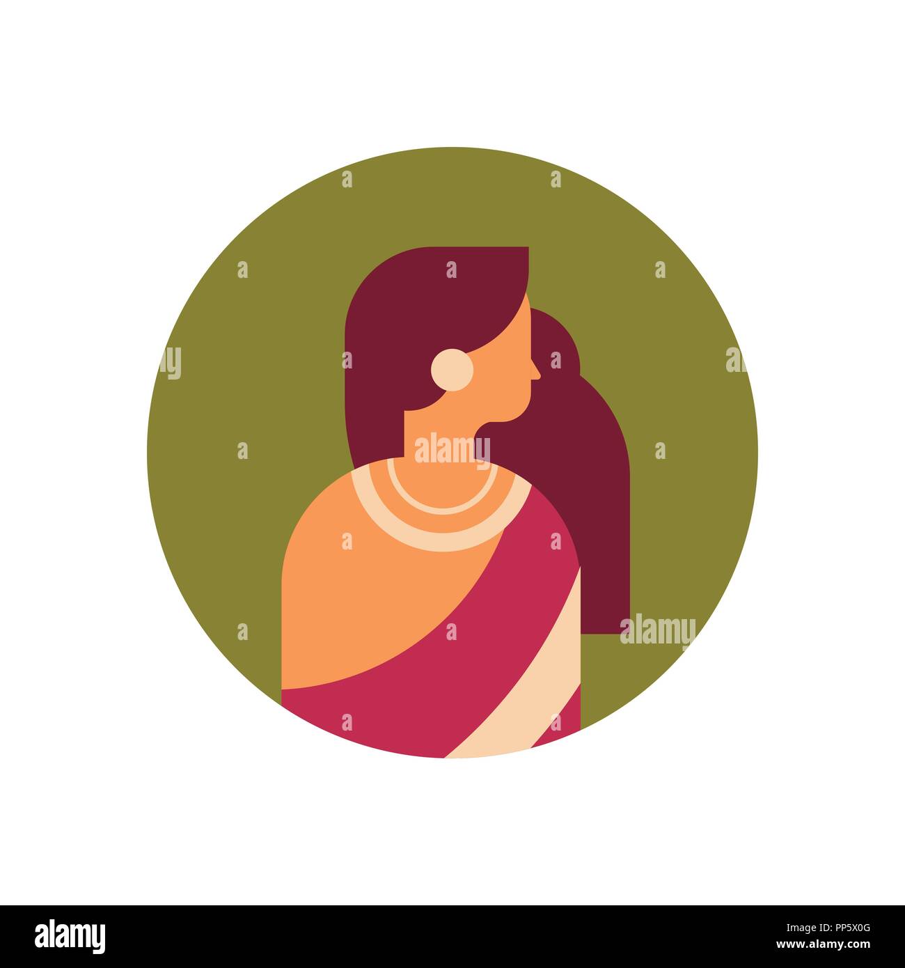 Indian woman face avatar dame portant des vêtements traditionnels des femmes hindoues personnage portrait télévision isolés Illustration de Vecteur