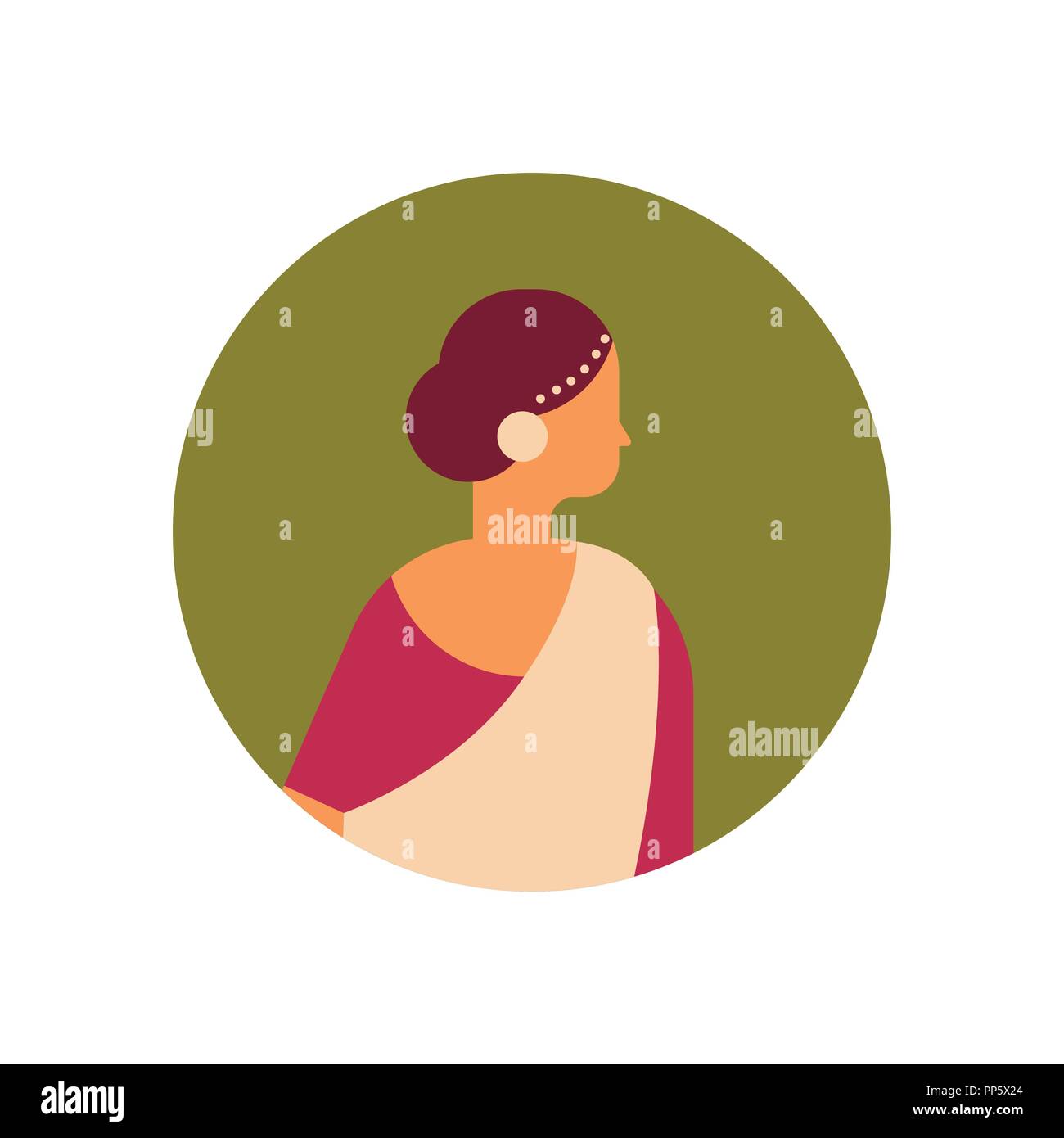 Indian woman face avatar dame portant des vêtements traditionnels des femmes hindoues personnage portrait télévision isolés Illustration de Vecteur