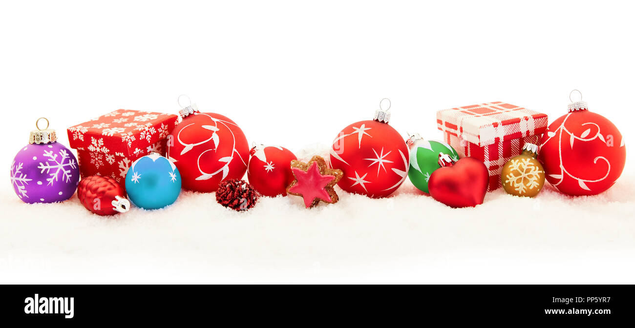Noël arrière-plan coloré bannière comme un panorama avec des dons et des babioles Banque D'Images Noël arrière-plan coloré bannière comme un panorama avec des dons et des babioles Banque D'Images