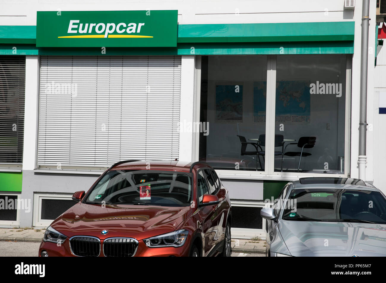 Un logo affiche à l'extérieur d'un groupe de mobilité Europcar location de voiture location à Munich, Allemagne, le 9 septembre 2018. Banque D'Images