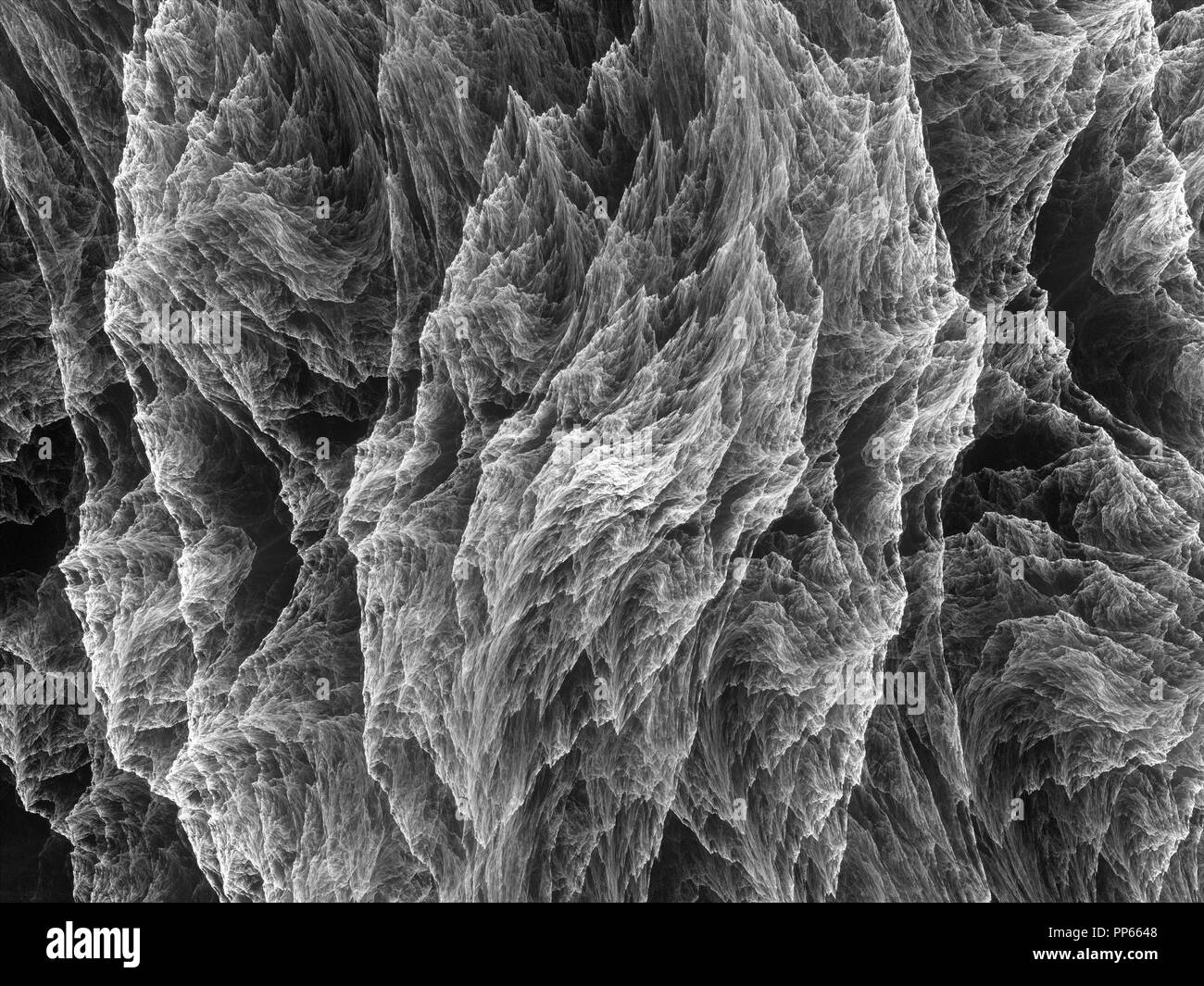 Un monde microscopique noir et blanc, générée par ordinateur résumé fond, 3D Rendering Banque D'Images