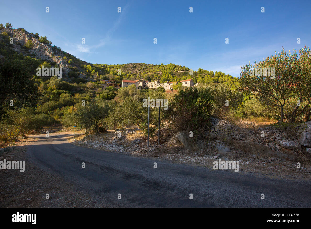 Village de Malo Grablje sur l''île de Hvar, Croatie 2018 Banque D'Images