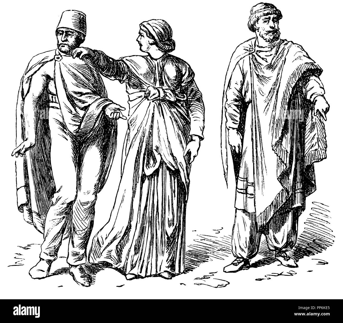 Ligne Daker, gauche et centre : costume, droite : king, anonym 1896 Banque D'Images